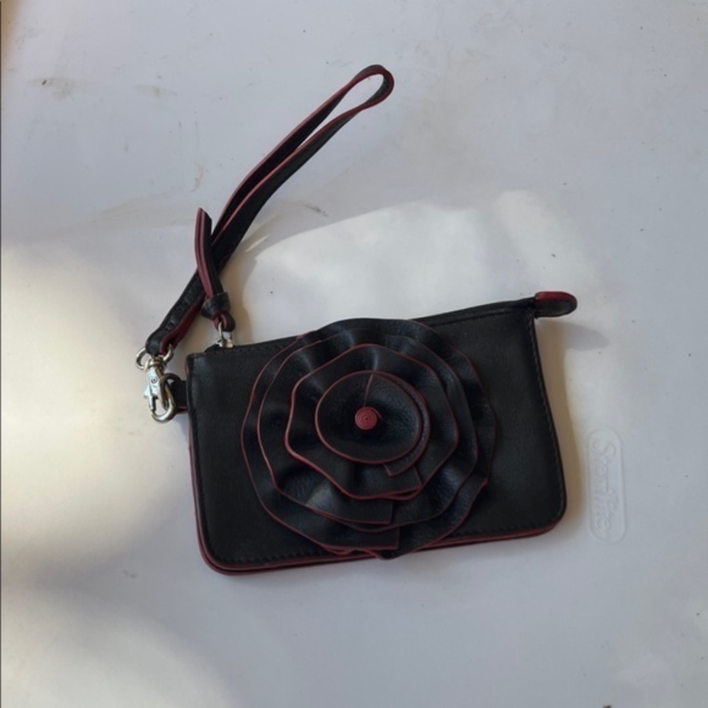 Genuine Leather Flower Wristlet